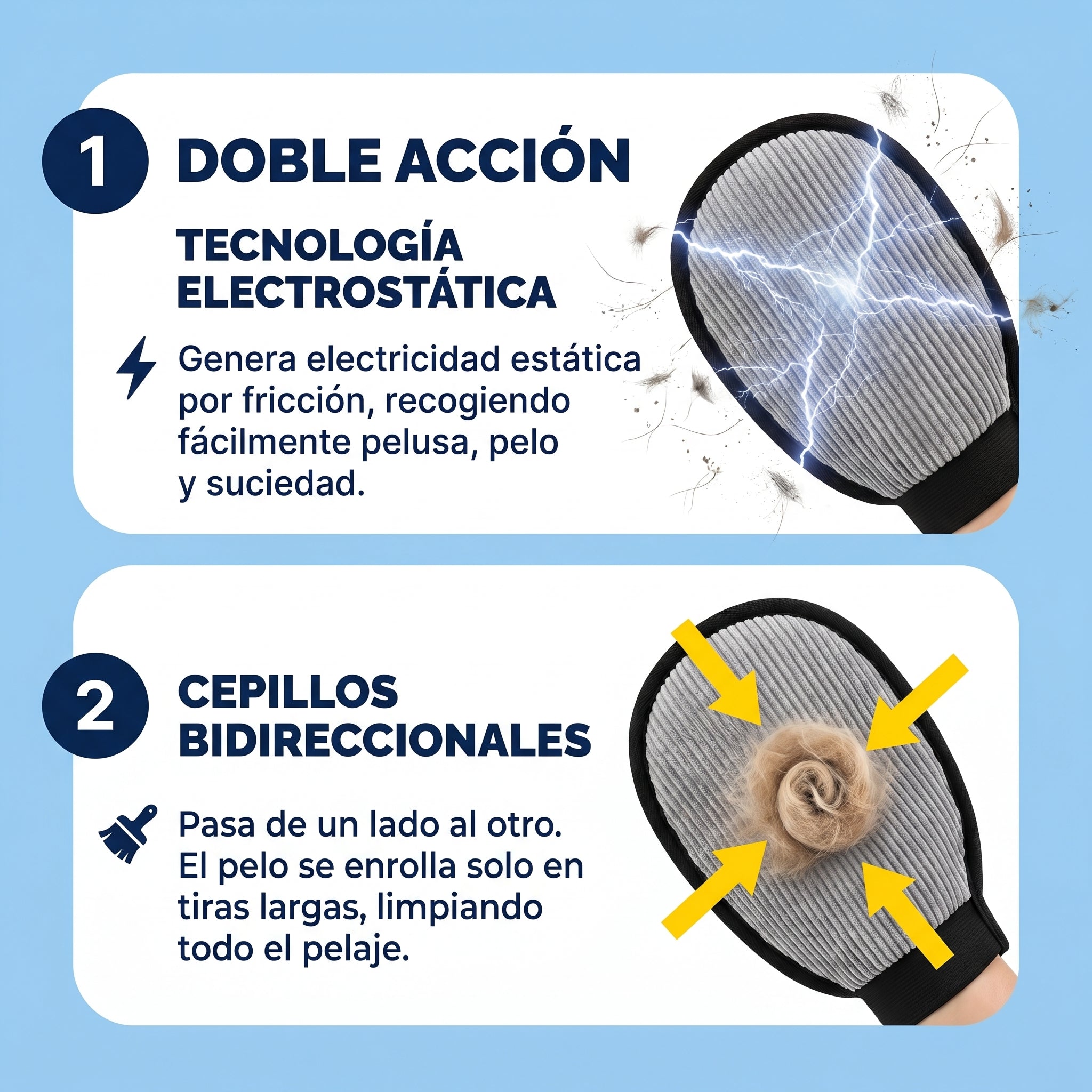 Guante quitapelos reutilizable para mascotas | Zarpella